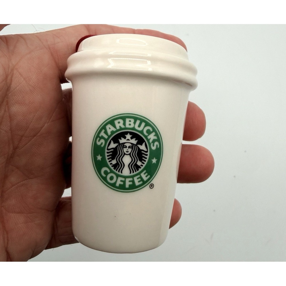 Starbucks Christmas Tree Holiday 2006 Ornament White Cup 2.5"